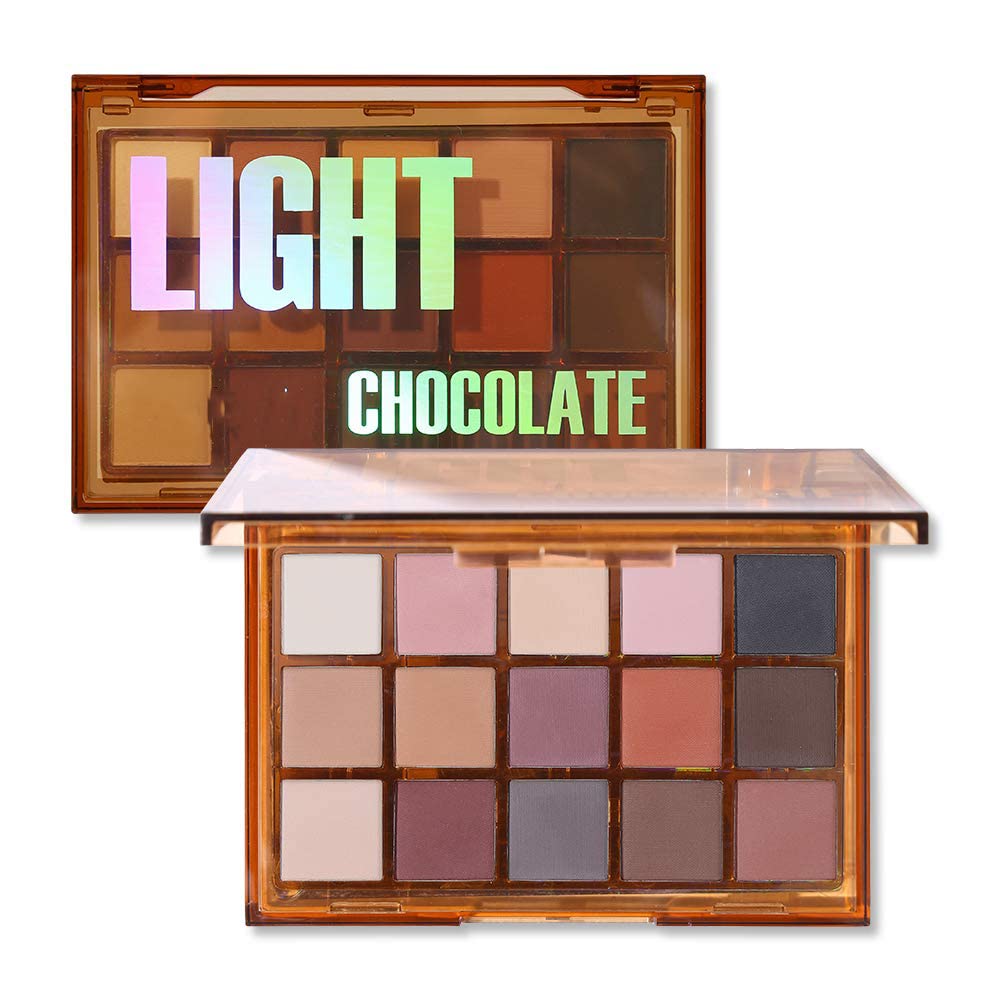 SYOSIColorful 15 Shades Eyeshadow Makeup Palette, Shimmer Matte Metallic High Neutral Bold Waterproof Eyes Shadow, Creamy Blendable Make Up Pallet Set Light Chocolate