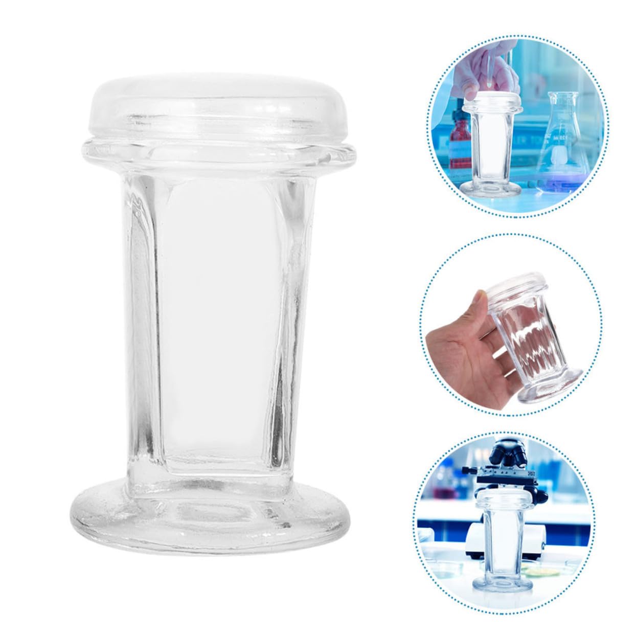 BESTYASH 3 piezas Tarro de Tinción de Vidrio con Tapa para Laboratorio Capacidad para Portaobjetos Frascos para Tinción Biológica y Experimentos Científicos Tarro Transparente para