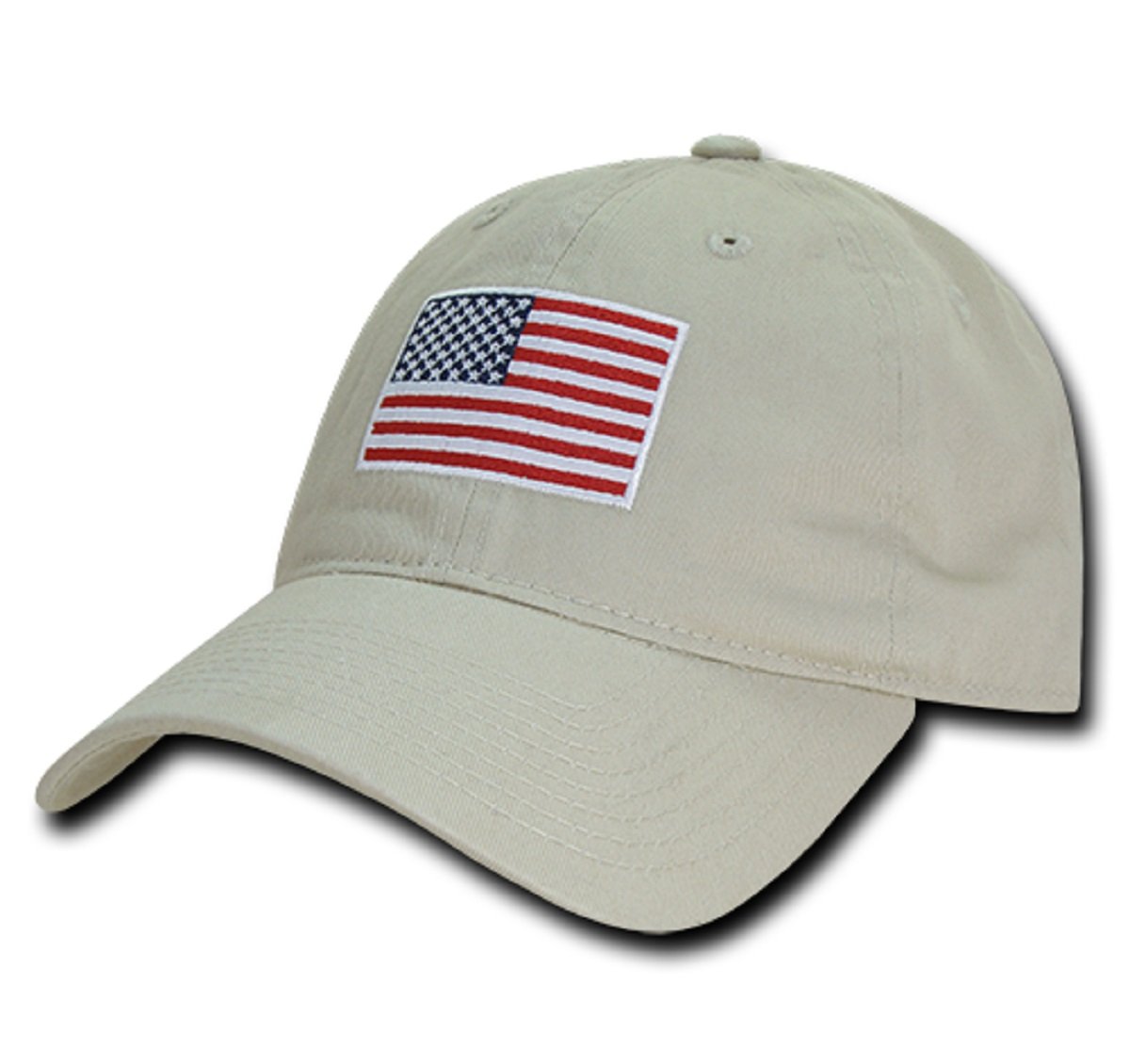 Rapid Dominance American Flag Embroidered Washed Cotton Baseball Cap - Stone
