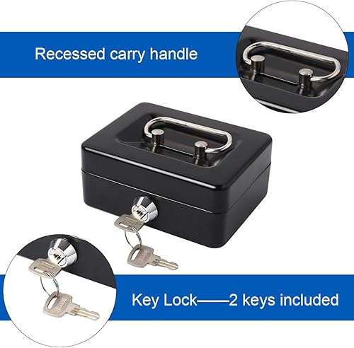 Miniatura 4 de Caja de dinero pequeña con cerradura y ranura, caja de dinero para efectivo, alcancía para niños, color negro