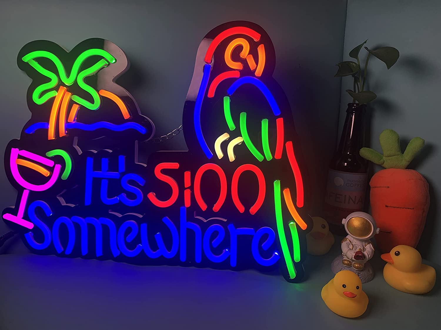 It's 5:00 Some Where,Neon Bar Sign,Neon Beer Signs,LDGJ Colorful Handmade Glass,Bar Sign for Wall Decor,Neon Light Signs for Beer Bar Club,Garage,Window,Door,Cabana Bar,Restaurant,Ideal for Gifts
