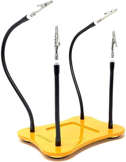 MLTOOLS Helping Third Hand Soldering Station Vise Stable Hands Free Job Holder 3rd Hand Solder Fingers Heavy Duty Steel Base 8 Heat Shrink Tubes Metal Goosenecks & Alligator Clips VS339