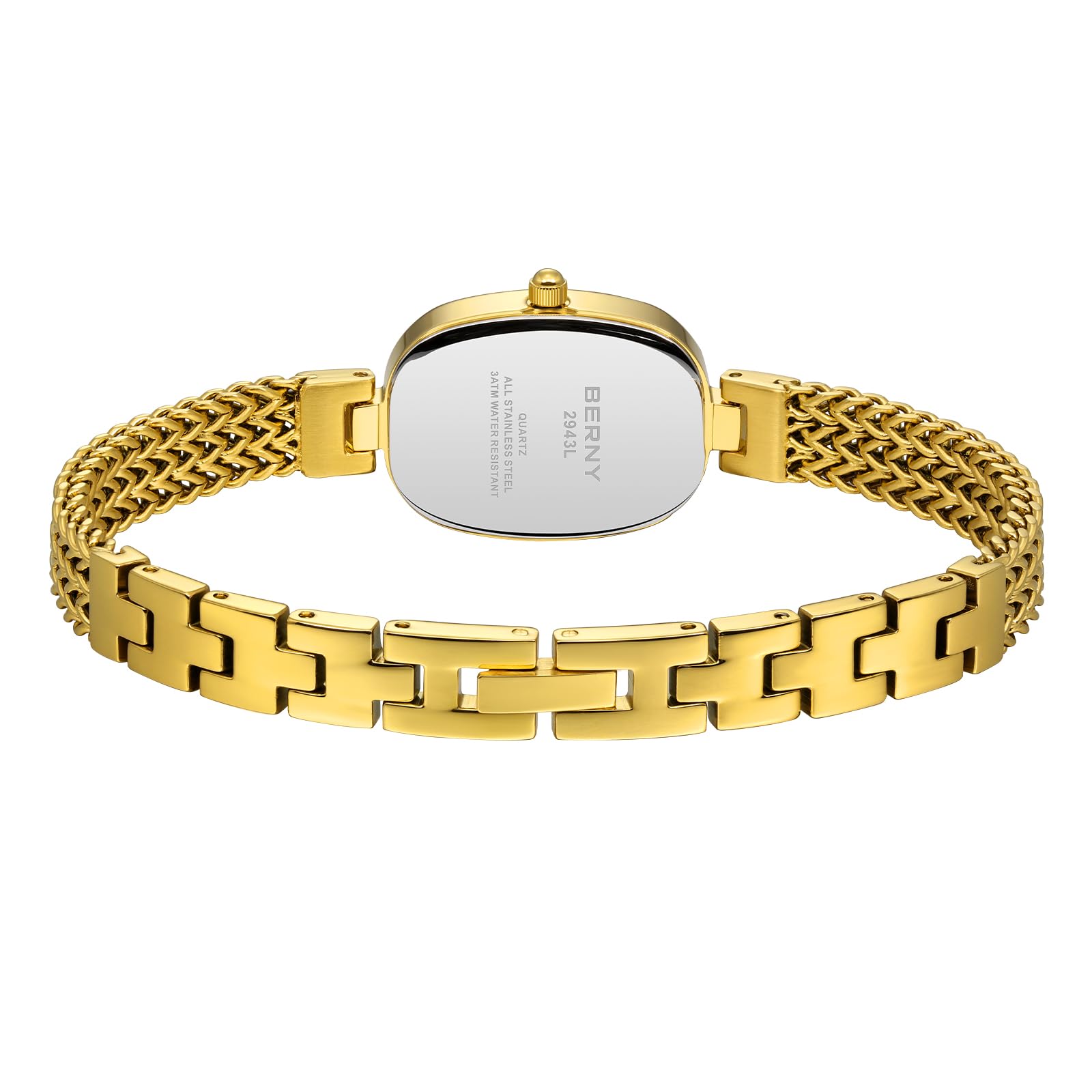BERNY Relojes De Oro para Mujeres Reloj De Pulsera Ovalado Vintage Analógico De Cuarzo para Damas Reloj De Pulsera De Lujo Resistente Al Agua