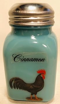 Spice Jar - Square Stove Top Shaker - Rosso Exclusive - Georgia Blue - American Made - Mosser Glass USA Ancona Rooster, Cinnamon
