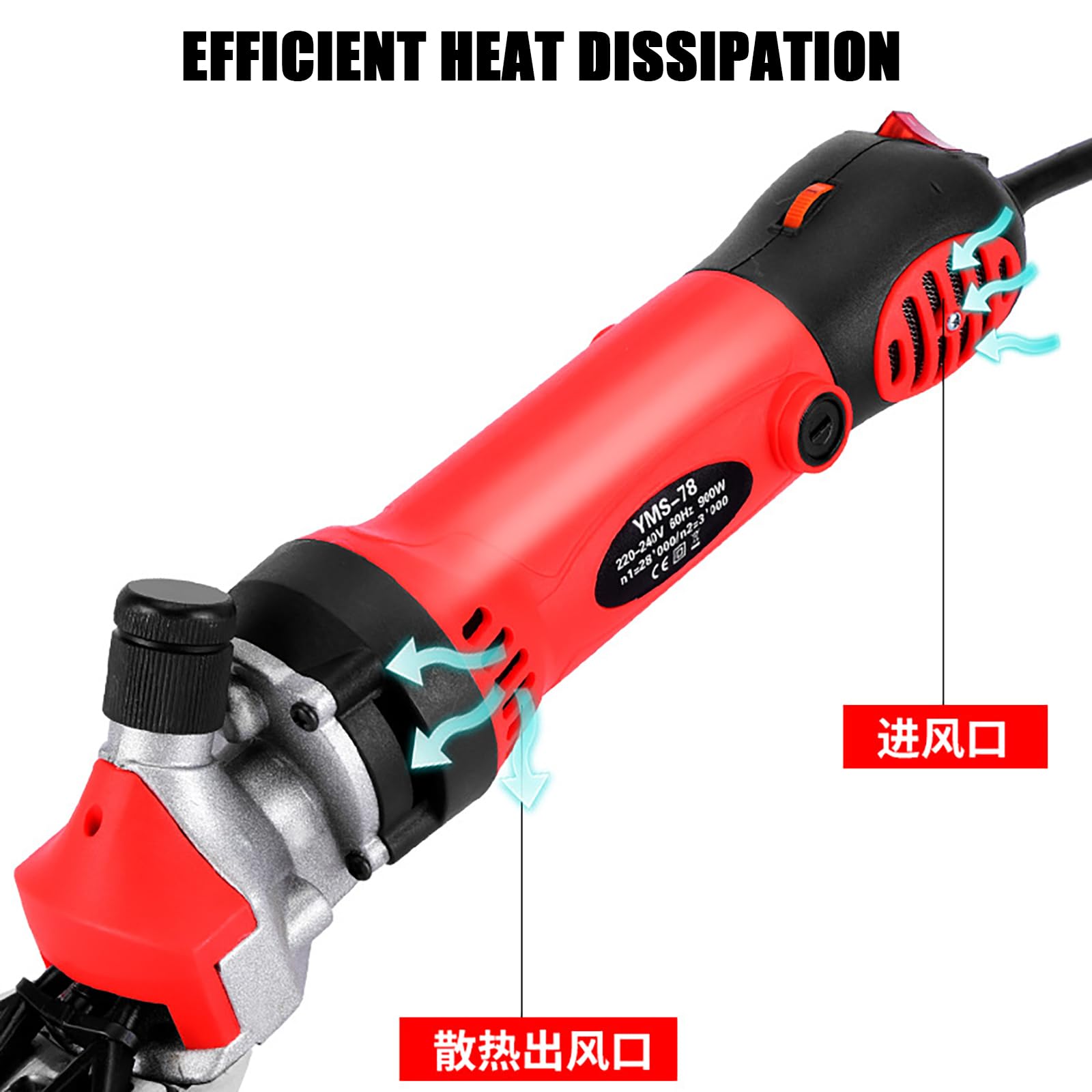 Potentes tijeras eléctricas para ovejas, esquiladoras para ovejas de 900 W, con cuchilla de 6 velocidades y 13 dientes, para afeitar lana de piel en ovejas, cabras, ganado vacuno y granja blue