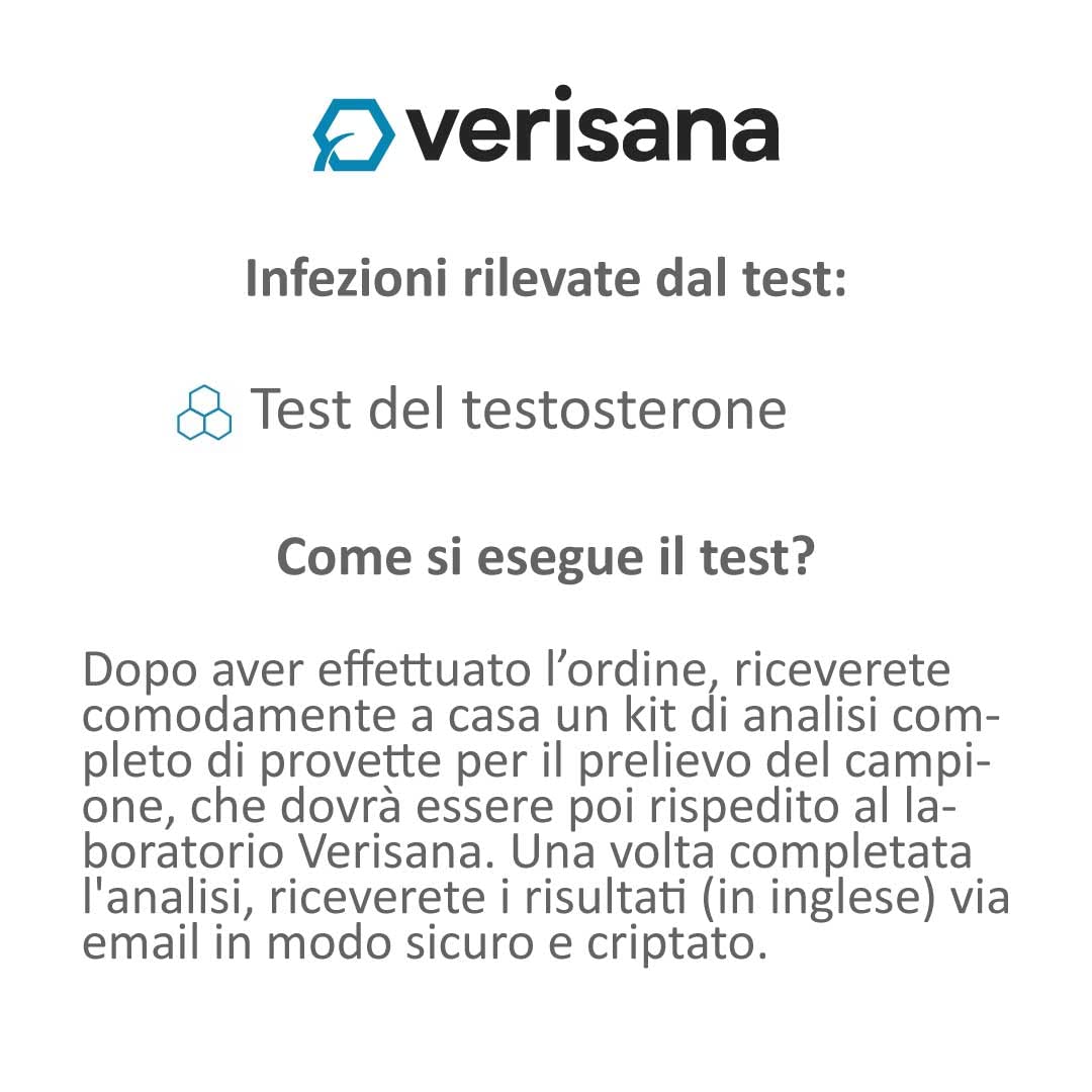 Test del testosterone | Test di laboratorio per misurare la carenza o l'eccesso di testosterone | Test ormonale (salivare) adatto per massa muscolare e allenamento della forza | Verisana