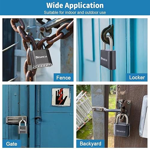 Miniatura 8 de Candado de combinación resistente de 4 dígitos de 2.5 pulgadas de largo, resistente al agua, para el gimnasio escolar, casillero deportivo,