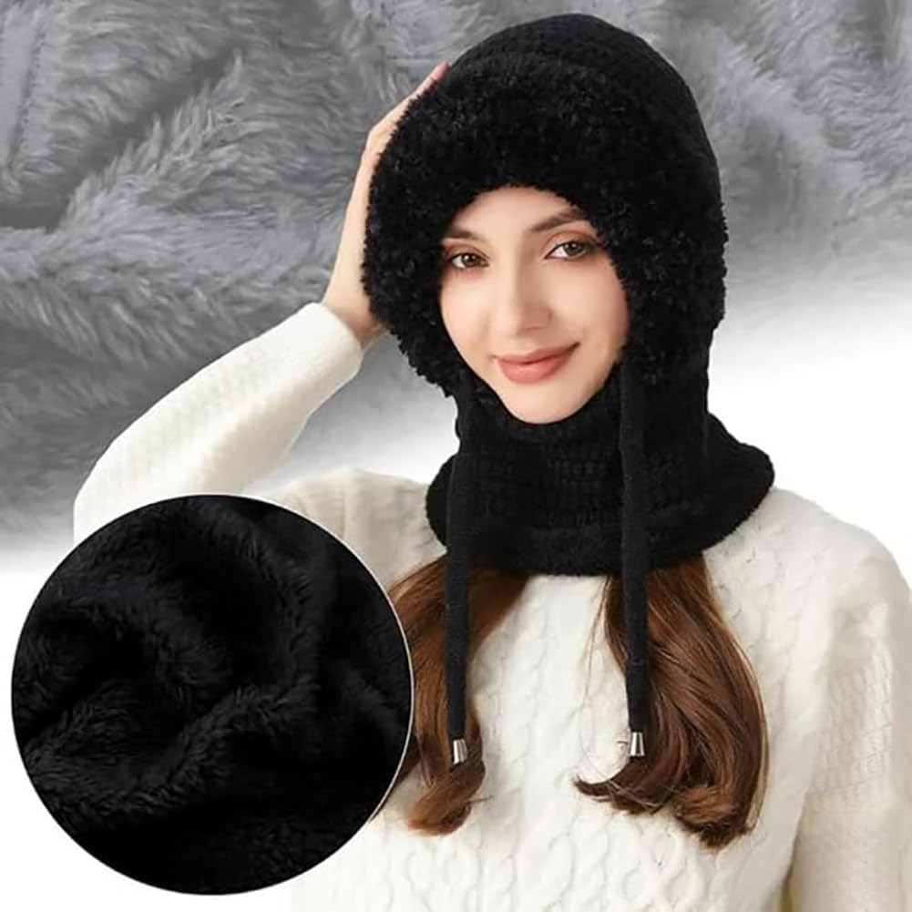 Czapka beanie 3 w 1 dla kobiet, dzianinowa kominiarka odporna na zimno czapka zimowa, wiatroszczelna czapka szalik na zewnątrz