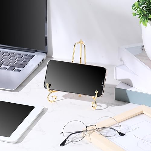 Miniatura 6 de Paquete de 10 soportes de placa de hierro de 6 pulgadas para exhibición, soporte de exhibición, soportes de caballete dorado para fotos, marcos de