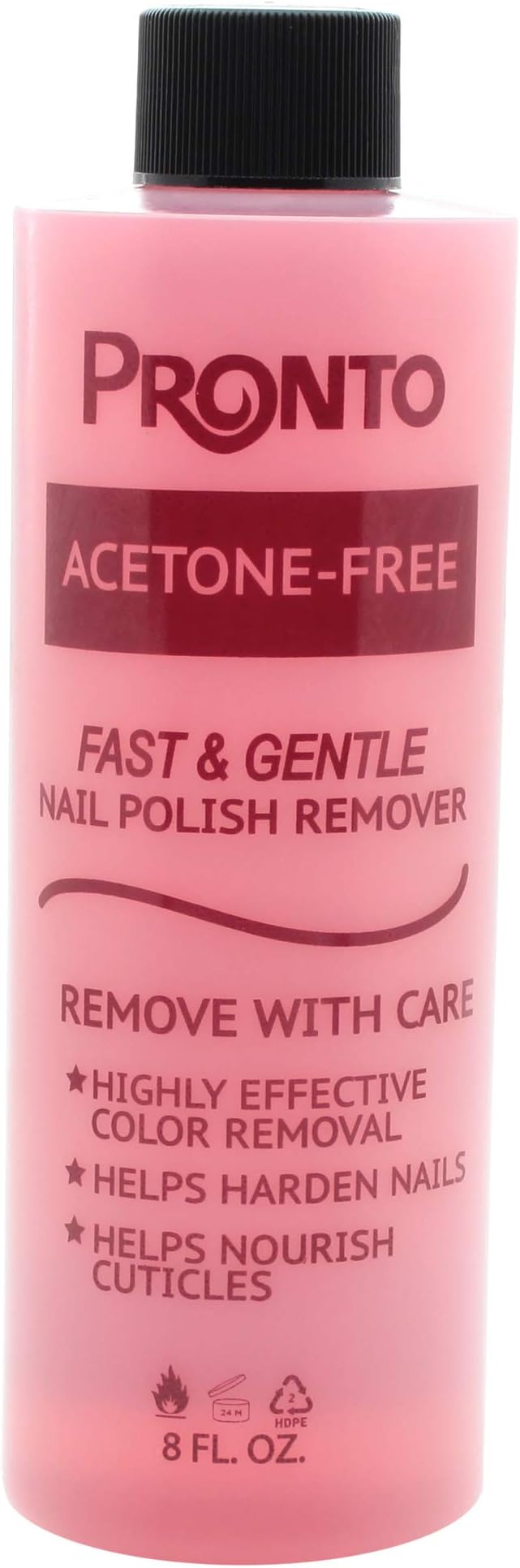 Pronto Acetone-Free Nail Polish Remover, Non-Acetone with Pomegranate Extract, 3AHAs Alpha Hydroxy Acids and Sweet Almond Oil – For Natural, Gel, Acrylic or Sculptured Nails (8 FL. OZ.)