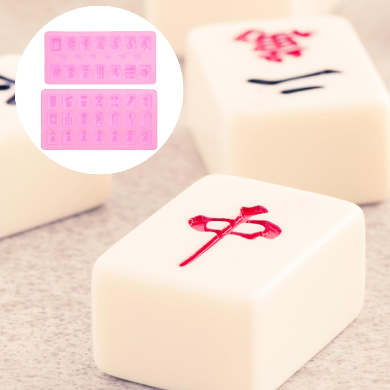 Resin Mahjong Mold 2pcs Candy Decor Cake Accessories Fondant Tools Resin Clay Mould DIY Mahjong Mold Craft Silicone Mould Craft Accessories Art Ingredients Soap
