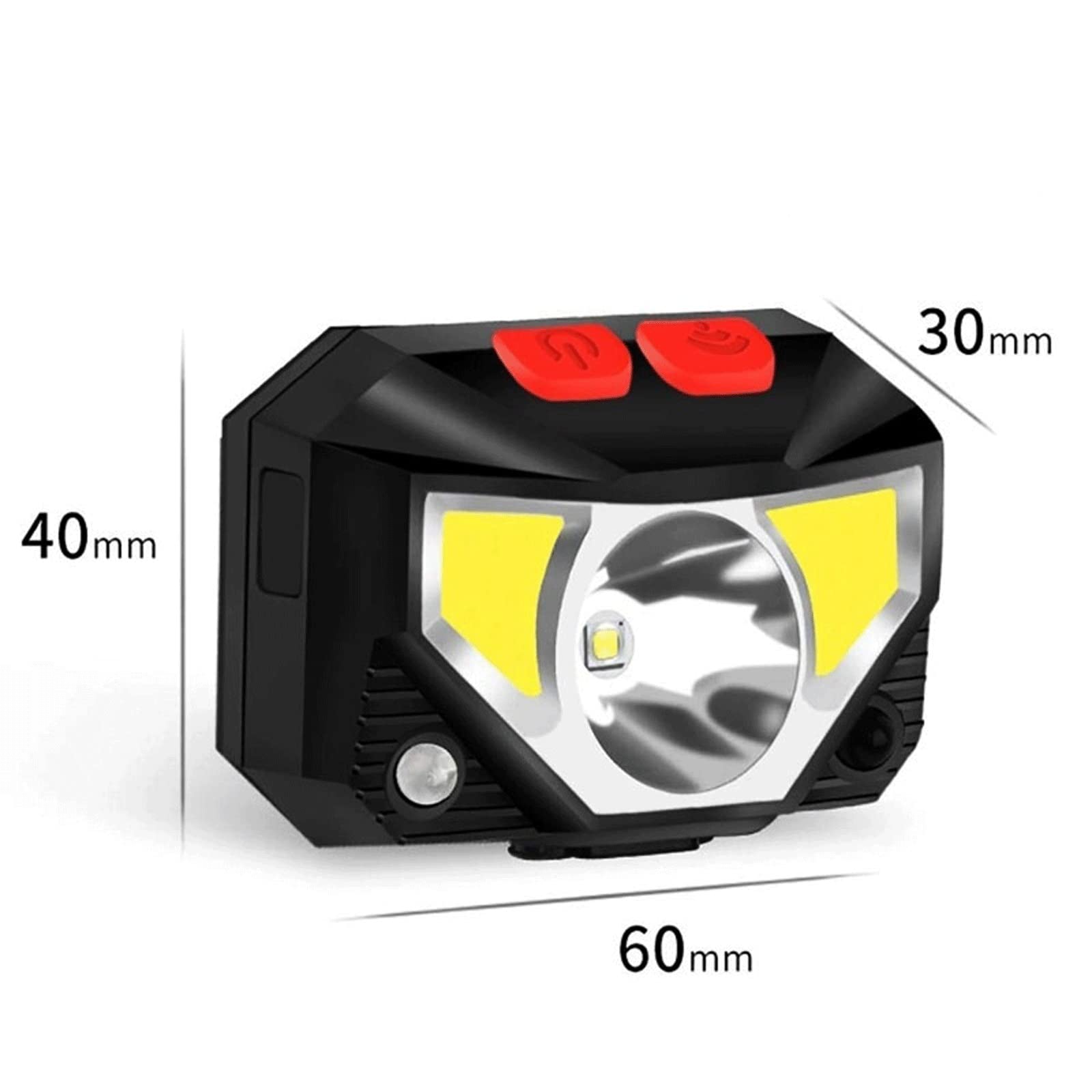 Latarka czołowa z wydajnym czujnikiem reflektorów LED, latarka czołowa, ładowana przez USB, wodoodporna na kemping, piesze wycieczki