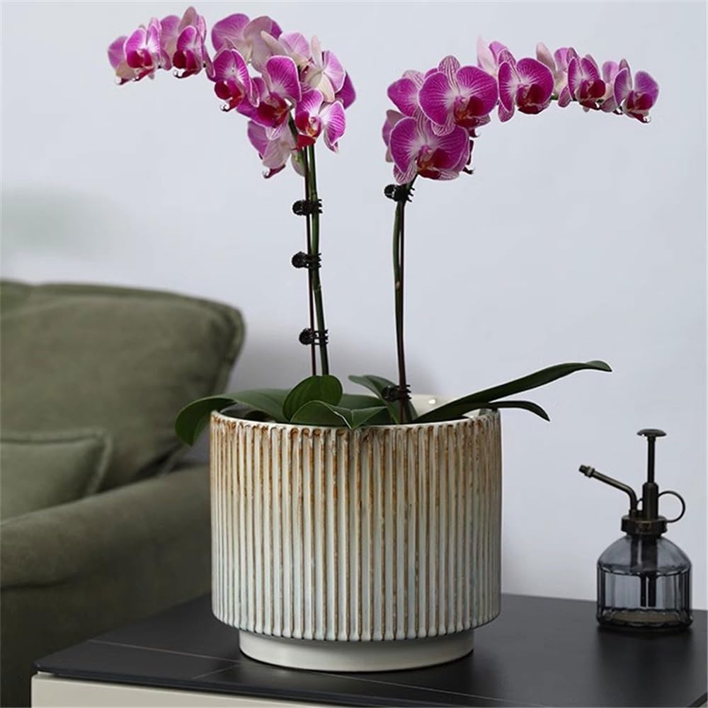 Vfs8dQ5kt Vasi per piante da interno Vaso da fiori in ceramica con smalto sfumato a strisce Fioriere da giardino