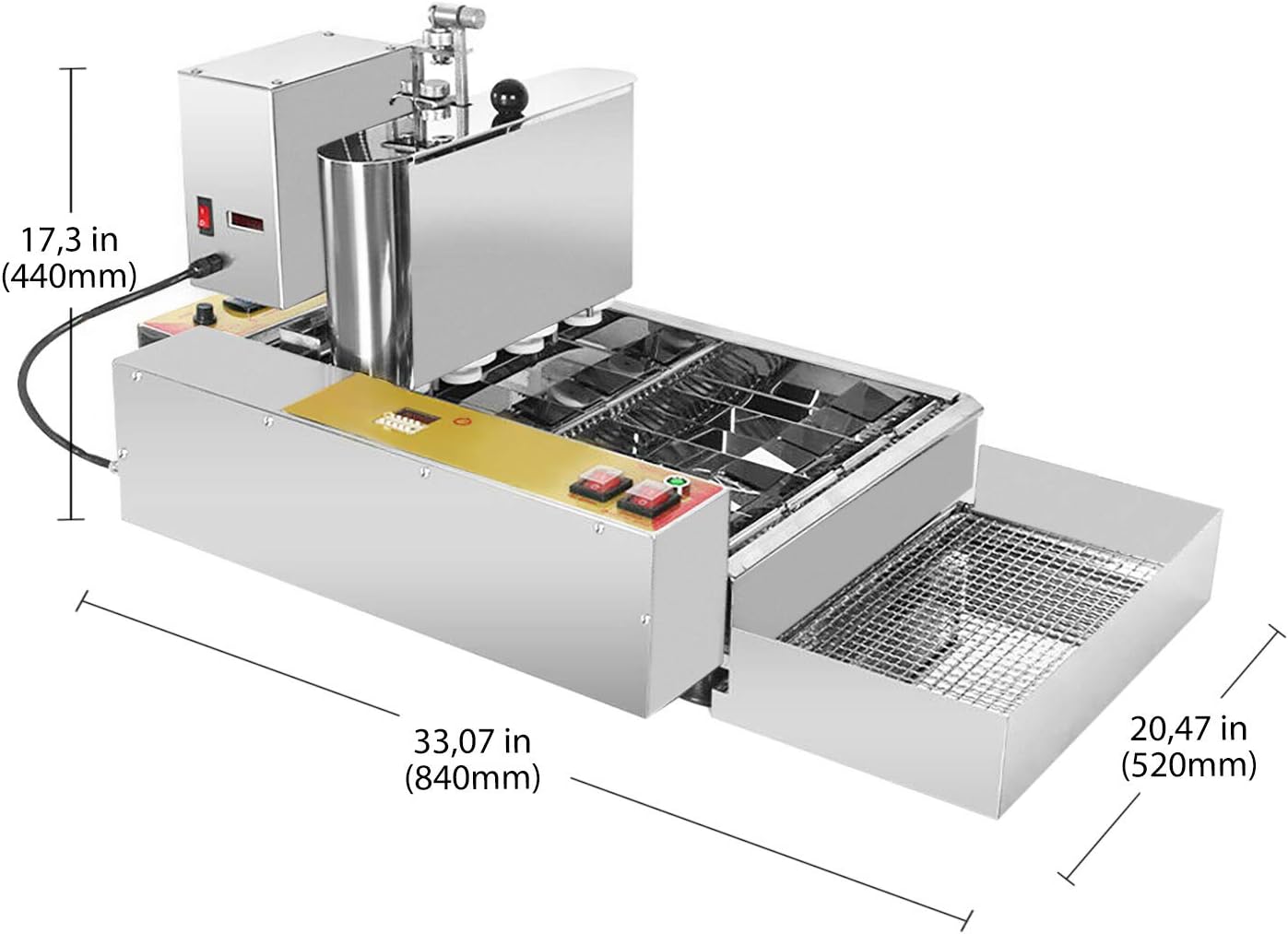 ALDKitchen Mini Donut Maker | Commercial Use | Automatic Doughnut Frying Machine | Stainless Steel | 110V (4 Rows)