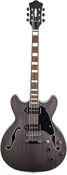 Electric Guitar Kits Jazz Electric Guitar Flame Maple Top Semi Hollow Body Matte Finished With PickupsGray