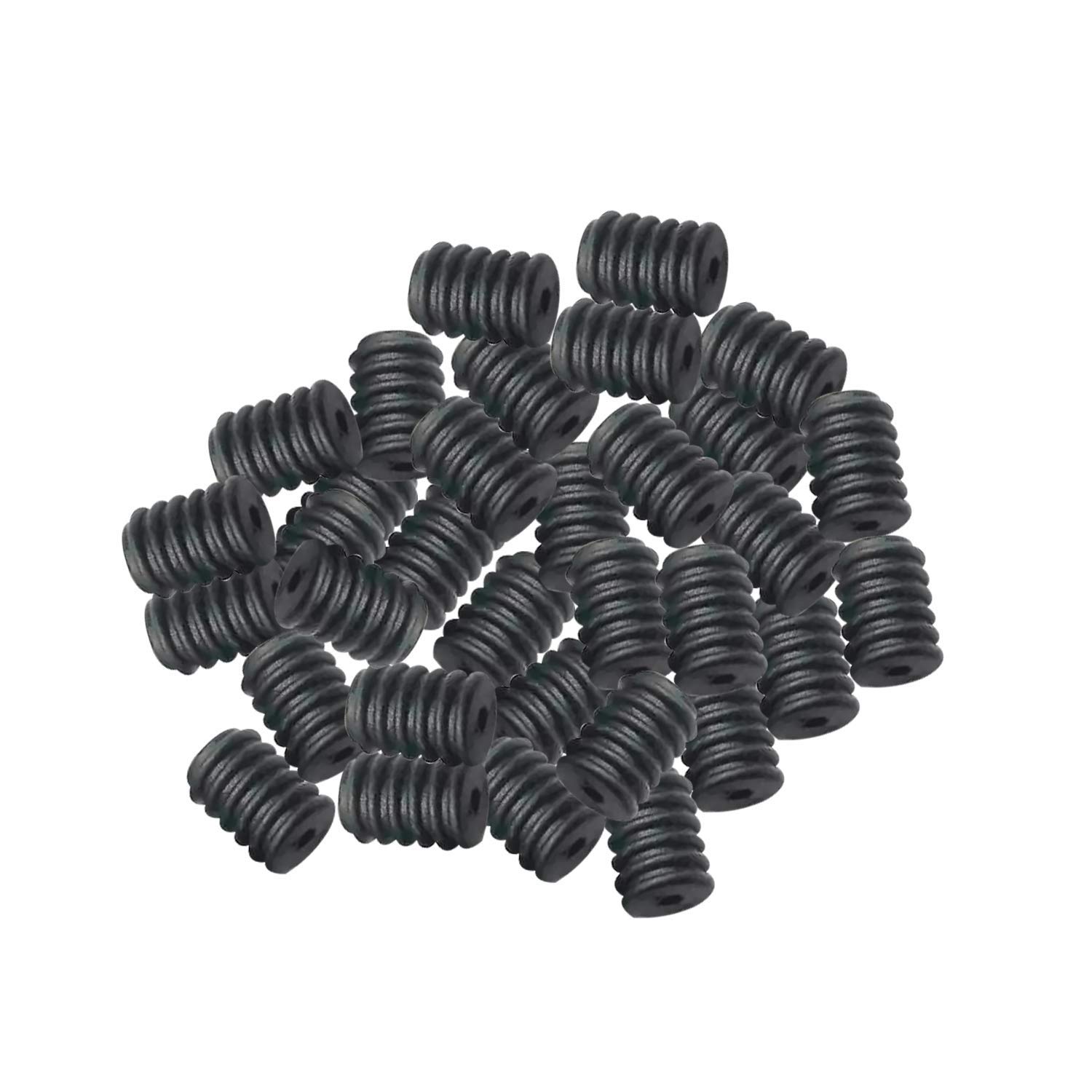 Weddecor Spiral Black Silicone Cord Locks Adjustable Slider Toggle Non Slip End Stopper Fastener Durable Non Slip Buckles For Elastic Drawstring, Backpacks, Shoelaces, Making Face Cover (9Mm X 6.5Mm, Black, 50Pcs)