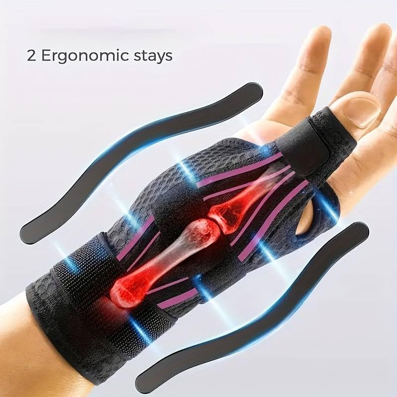 Image of Xfinity Fitness Thumb Spica Splint with Wrist Support for Men & Women | Adjustable Thumb Brace for CMC & MCP Joint Stability | Breathable Wrist & Thumb Support for Tendonitis, Sprain & Recovery (Pink,Black)