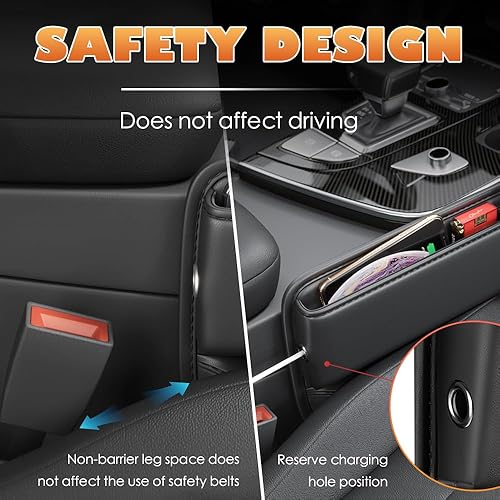 Miniatura 5 de Rednow Bolsa de cuero para portavasos de automóvil, organizador de espacio para asiento de automóvil, caja de almacenamiento de espacio para