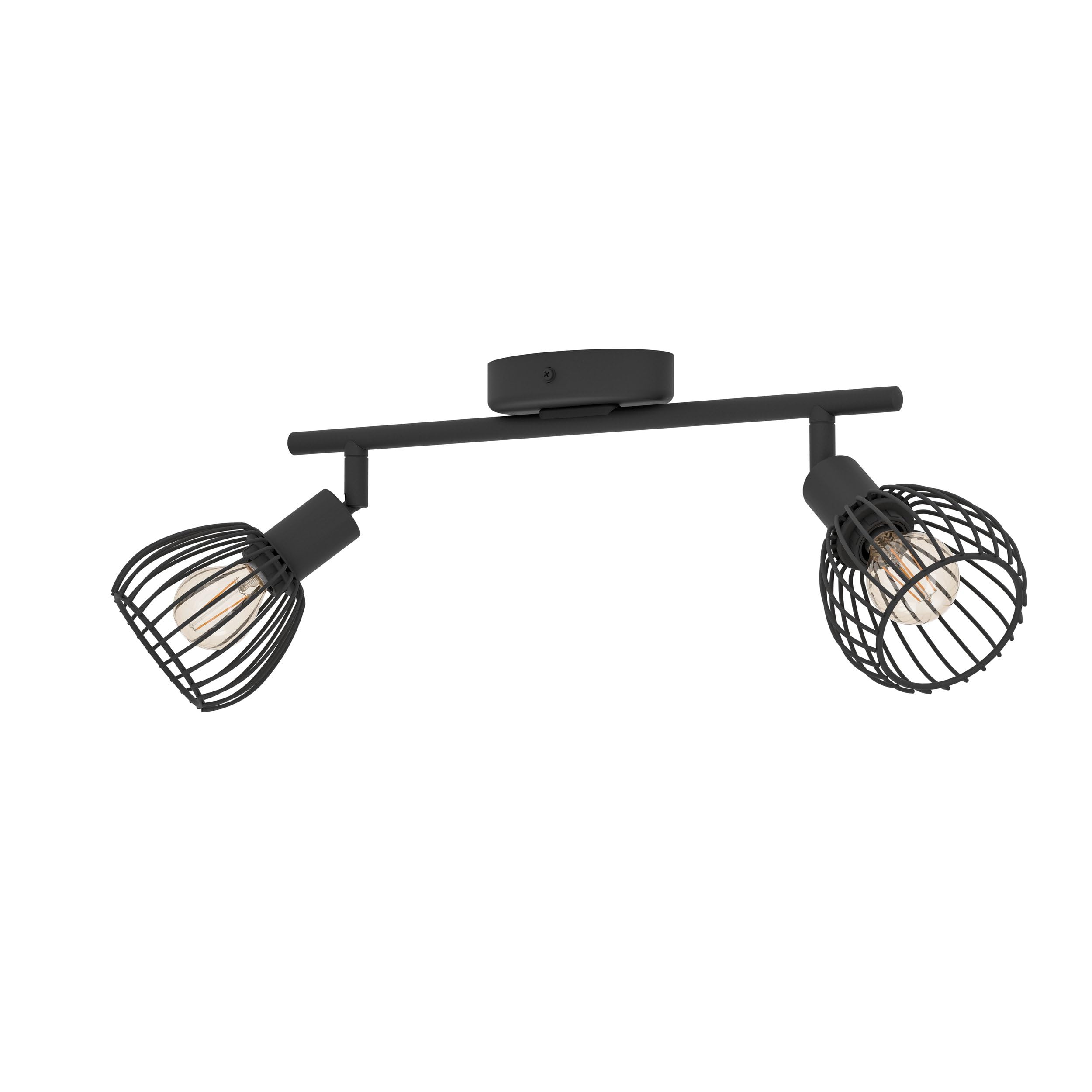 EGLO Deckenstrahler Sonnino, Deckenlampe 2-fach | Deckenleuchte Industrial mit schwenkbaren Spots aus schwarzem Metall, Deckenspots mit E14 Fassung