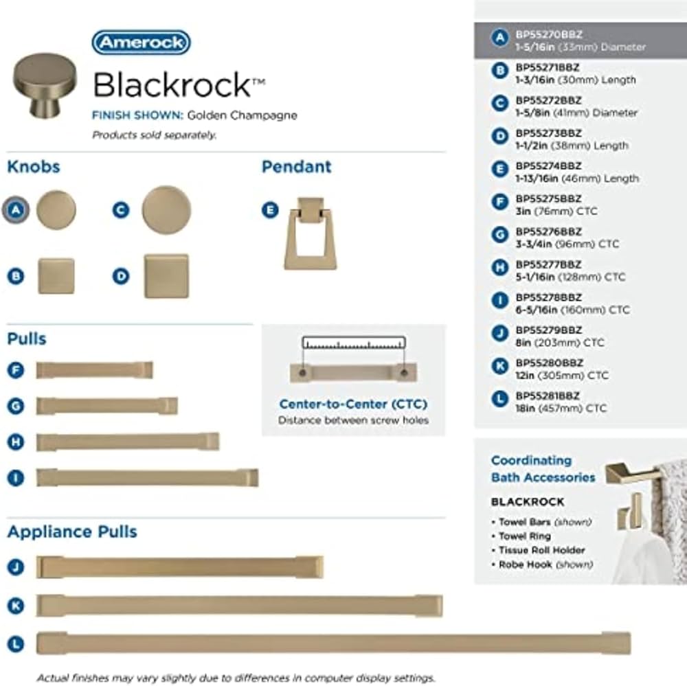 Amerock | Cabinet Knob | Golden Champagne | 1-5/16 inch (33