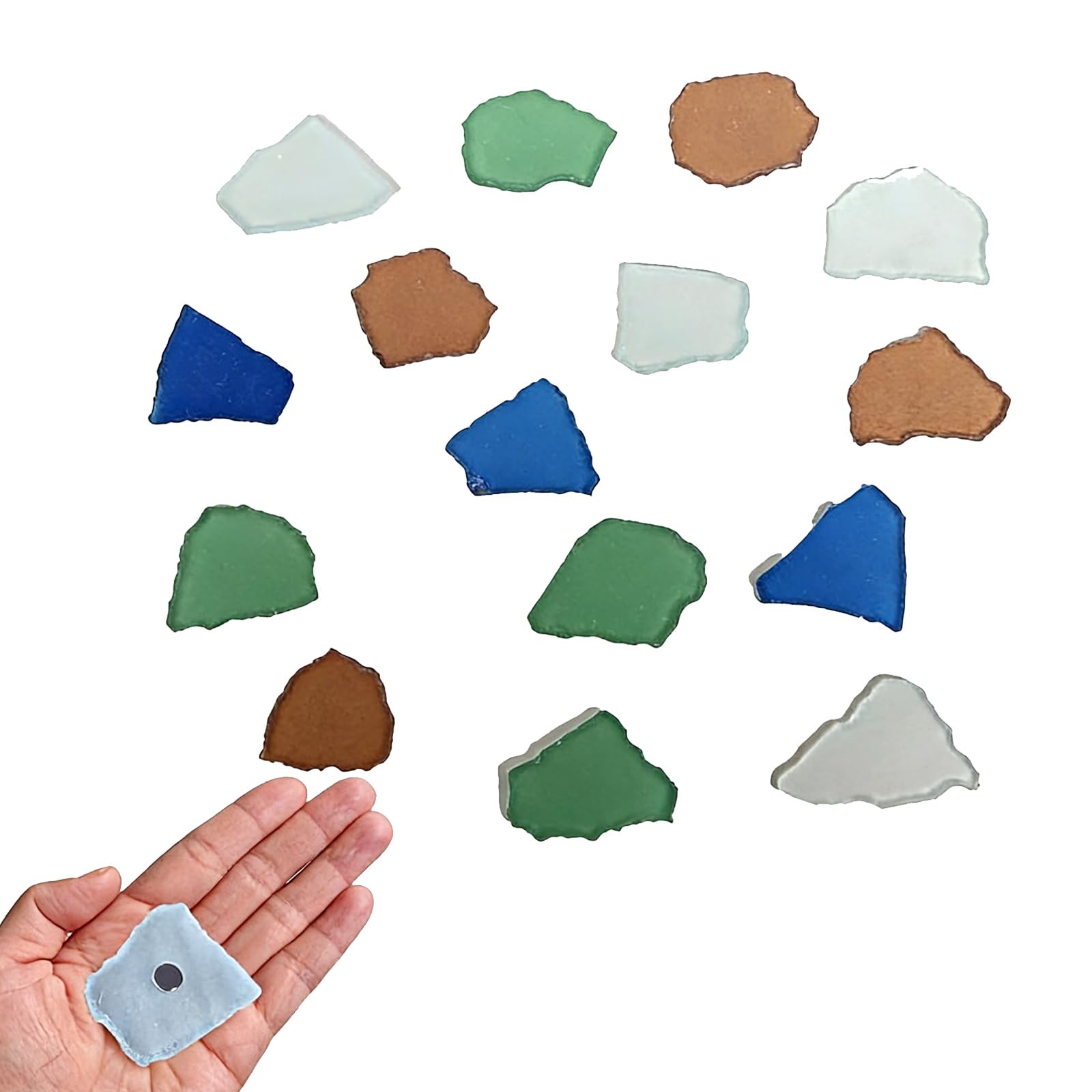 Of 15 Artistic Coastal Themed Fridge Magnets Smooth Textured Sea Glass Irregular Shape Refrigerator Sticker Irregular Shape Fridge Magnets
