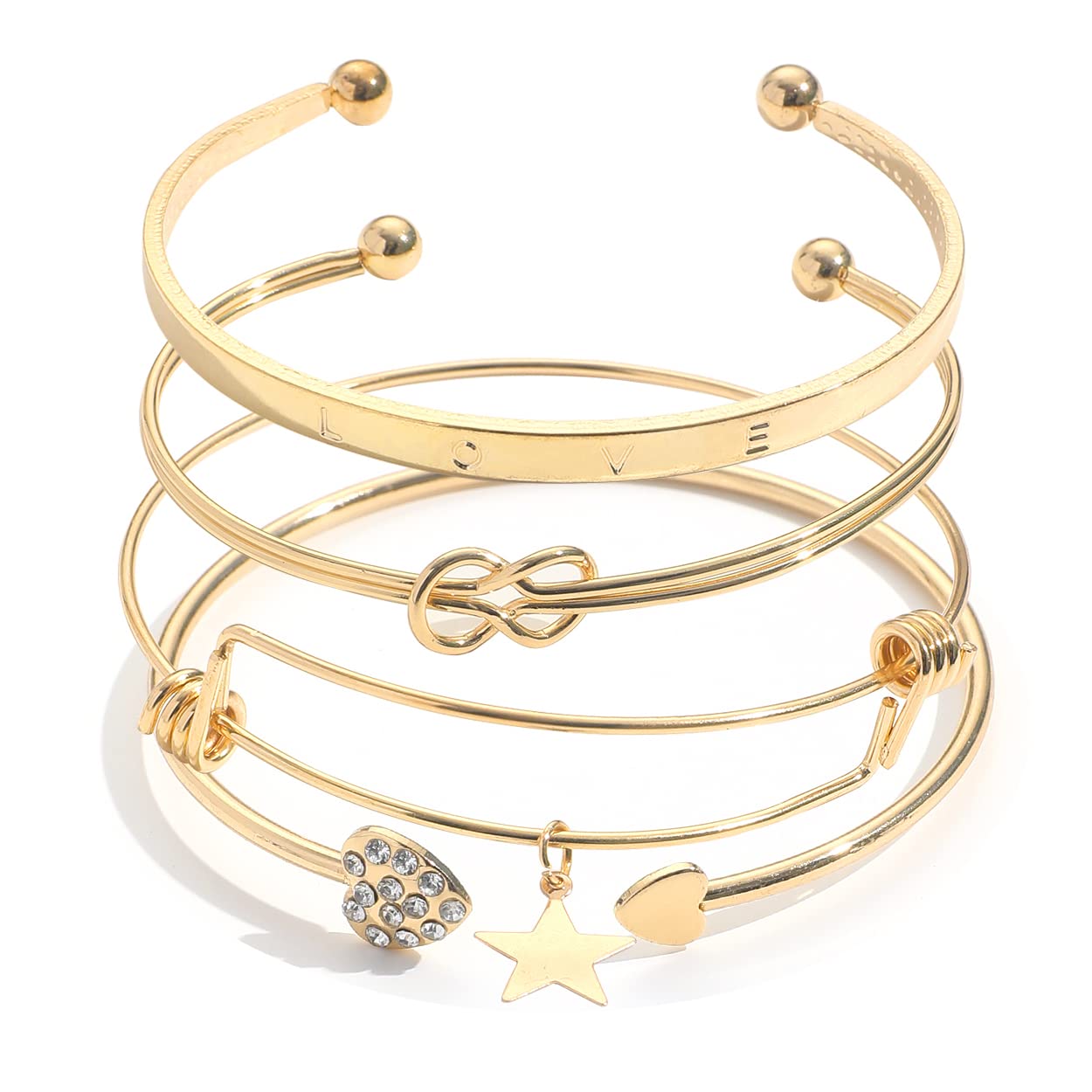 Shining Diva Fashion Latest Stylish 4pcs Multilayer Crystal Heart Love Bangle Bracelet for Women and Girls (14757b) (B0C5QY17D9) Amazon Price History, Amazon Price Tracker