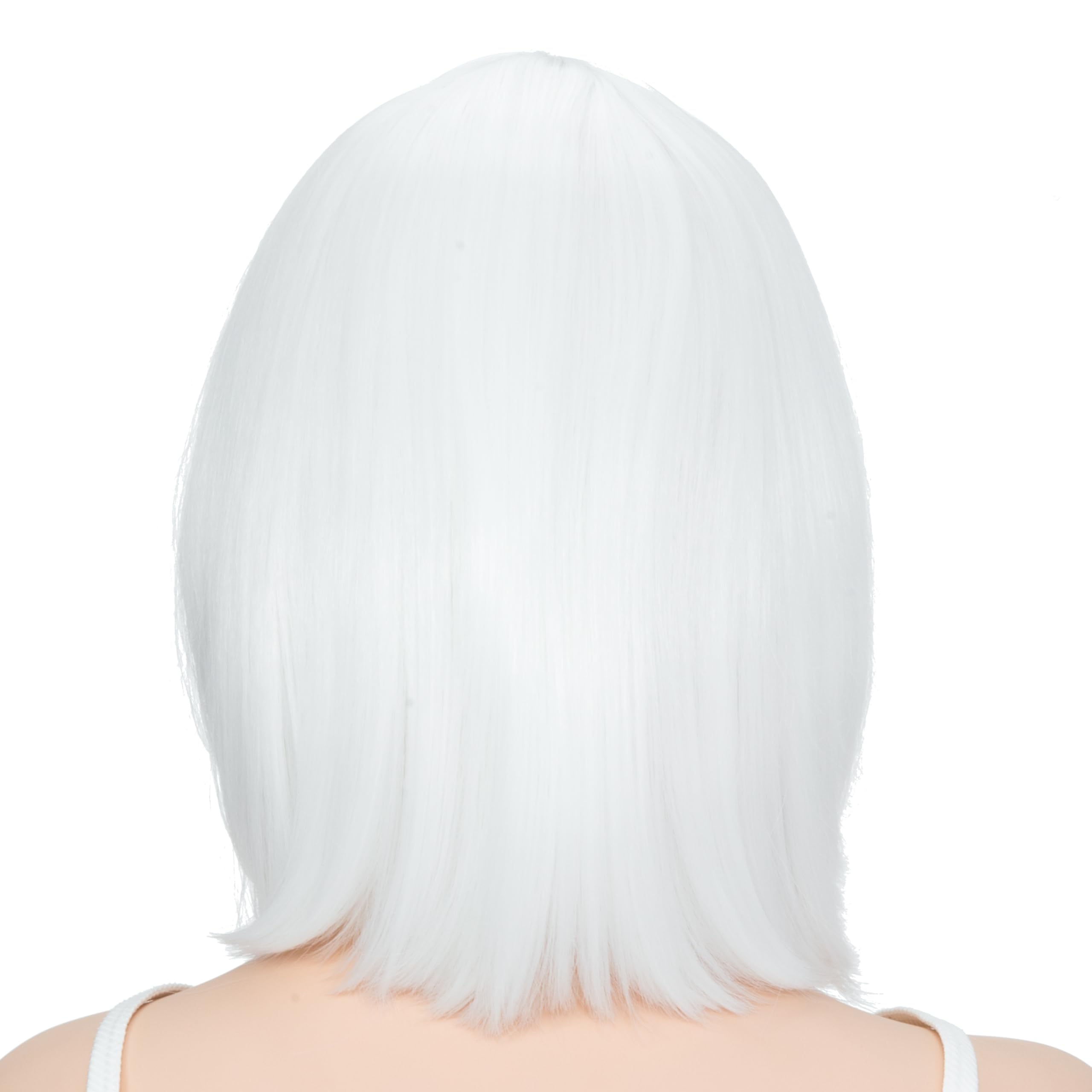 Yamel White Bob Wig with Bangs 11 Inches Short Straight Synthetic Hair Costume Party Cosplay Halloween Wigs for Women Adult - Image 4