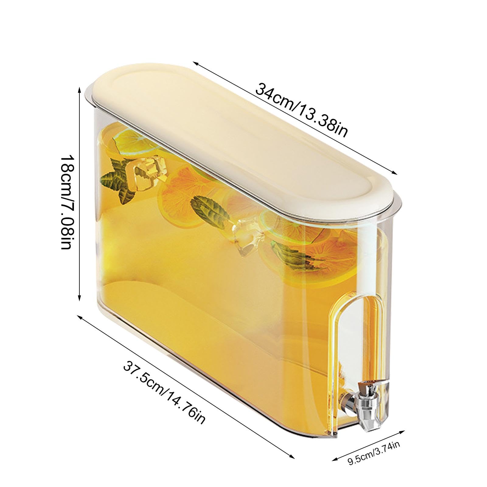 Dispenser di Bevande, Distributore di Bevande con Rubinetto, Bollitore Freddo di Grande Capacità con Rubinetto, Brocca per Succhi di Acqua da Frigorifero Contenitore per Bevande a (Bianco trasparente