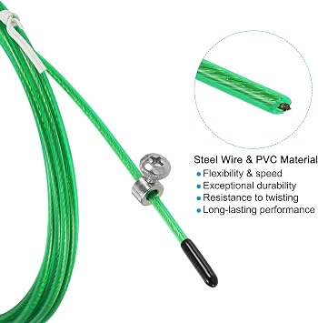 PATIKIL 10Ft Speed Jump Rope Replacement Cable, 6 Pack 2.5mm Professional Skipping Rope Steel Wire Replace for High Speed Jump Ropes, Multicolor