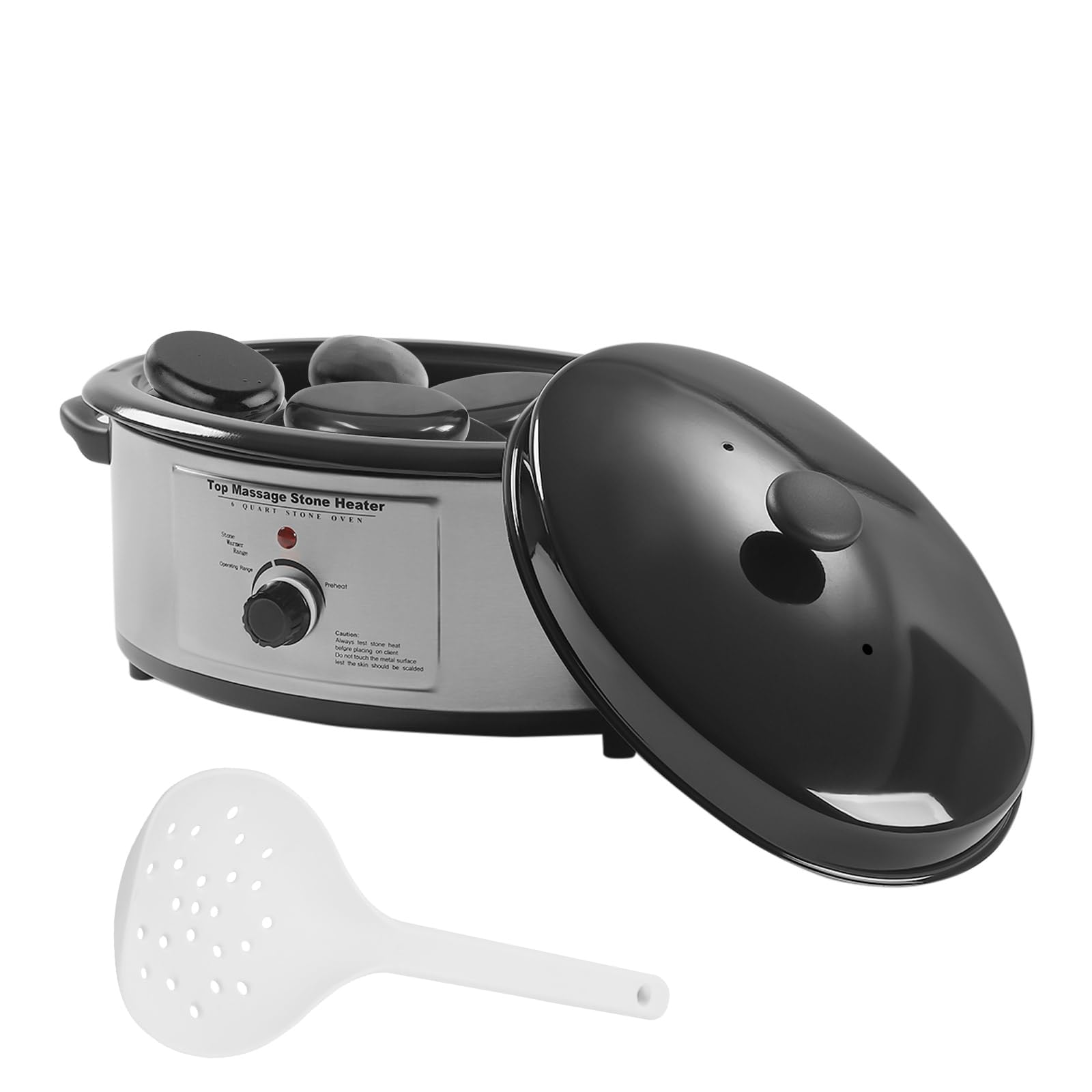 Hot Stone urządzenie grzewcze, 6 l, podgrzewacz do kamieni do masażu z chochlą, akcesoria do masażu, do podgrzewania kamieni do masażu (kamienie do masażu nie wchodzą w zakres dostawy)