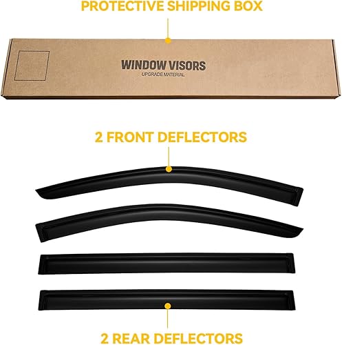 Miniatura 227 de Visera de ventana para Toyota 4Runner 2010-2024, protectores de lluvia de canal exterior, deflector de ventilación, sombra de viento, humo oscuro