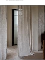 Vista 8 de Cortinas de lino 100 % natural con bolsillo para barra, 96 pulgadas de largo para sala de estar, 2 paneles, cortinas semiopacas, neutrales