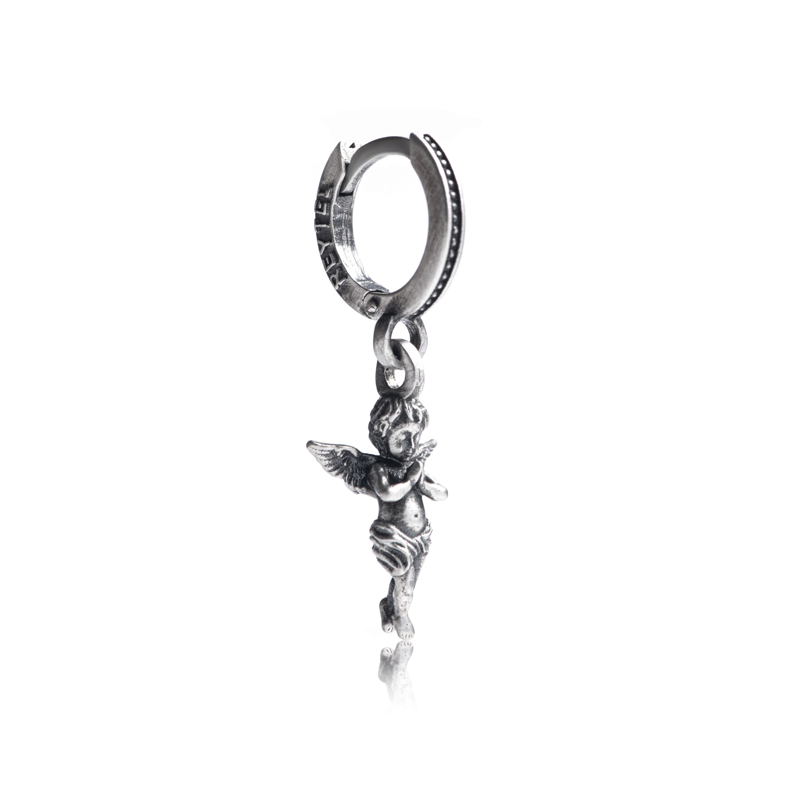 Orecchini in argento 925 con angelo della luce, piccoli orecchini a cerchio per uomo e donna, altezza 3,1 cm, eleganti orecchini a cerchio con ciondolo, gioielli regalo per uomini e donne,
