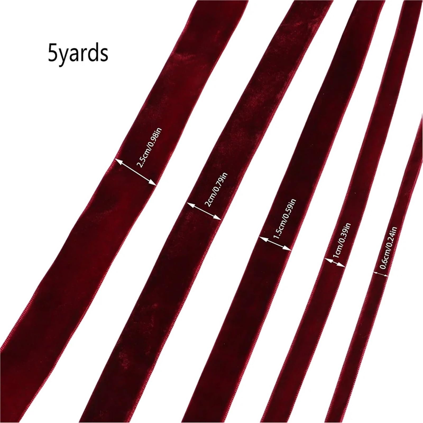 Samtband, Samtbandrollen, rot, 1–4 cm breit, 2 Stück(1.5cm)