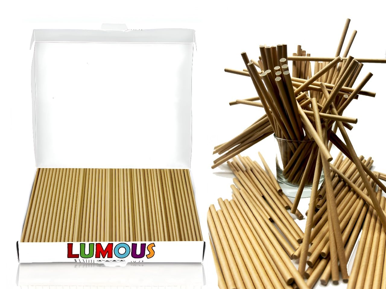 EXPECTRO Paper Straws, 450 Pack Paper Drinking Straws Bio Degradable Drinking Paper Straws Wedding Party, Party Straws, Restaurant, Juice Drinking Straws (450Pcs Brown)