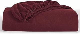 Oxford Homeware King Size Fitted Sheets – 30 Cm Deep Pocket Jersey Fitted Sheet Burgundy, 100% Organic Cotton Soft Breathable Easy Care Bed Sheets – Shrinkage and Fade Resistance (152x200)