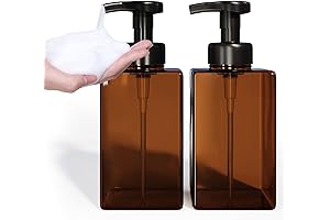Refillable Foaming Hand Soap Dispenser: Amber Foam Soap Dispensers with Black Pump