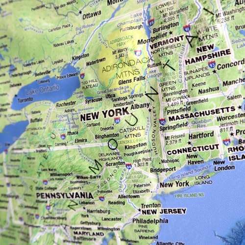 3D United States Raised Relief Map | Topographic USA Wall Map, Feel the Terrain | 36" x 24" | Vacuum-Formed Rigid Vinyl | Hubbard Scientific US Ranger by Hubbard Scientific - Image 3