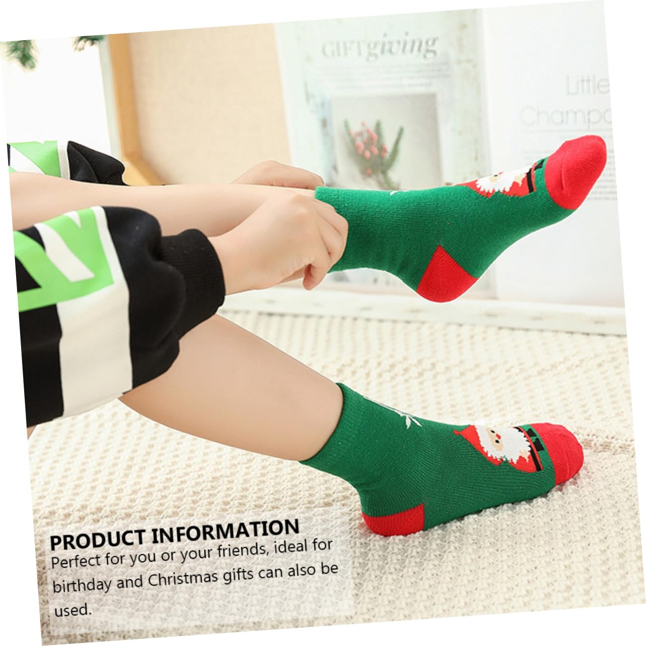 5 Paia Calze di Natale Calde Calze Medie in Cotone Spesse Unisex Adatte per Autunno e Inverno