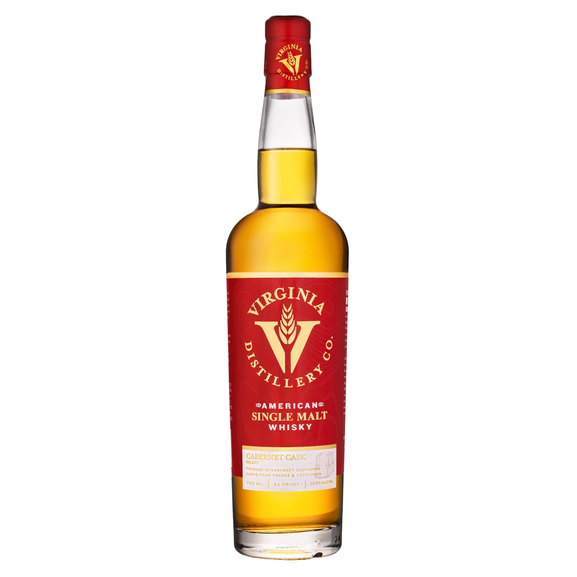 Virginia Distillery Co. American Cabernet Cask Finish Single Malt Whisky 700ml - 46.5% ABV American Whisky Finished in Cabernet Wine Casks - Dark Fruit Oak and Chocolate Notes