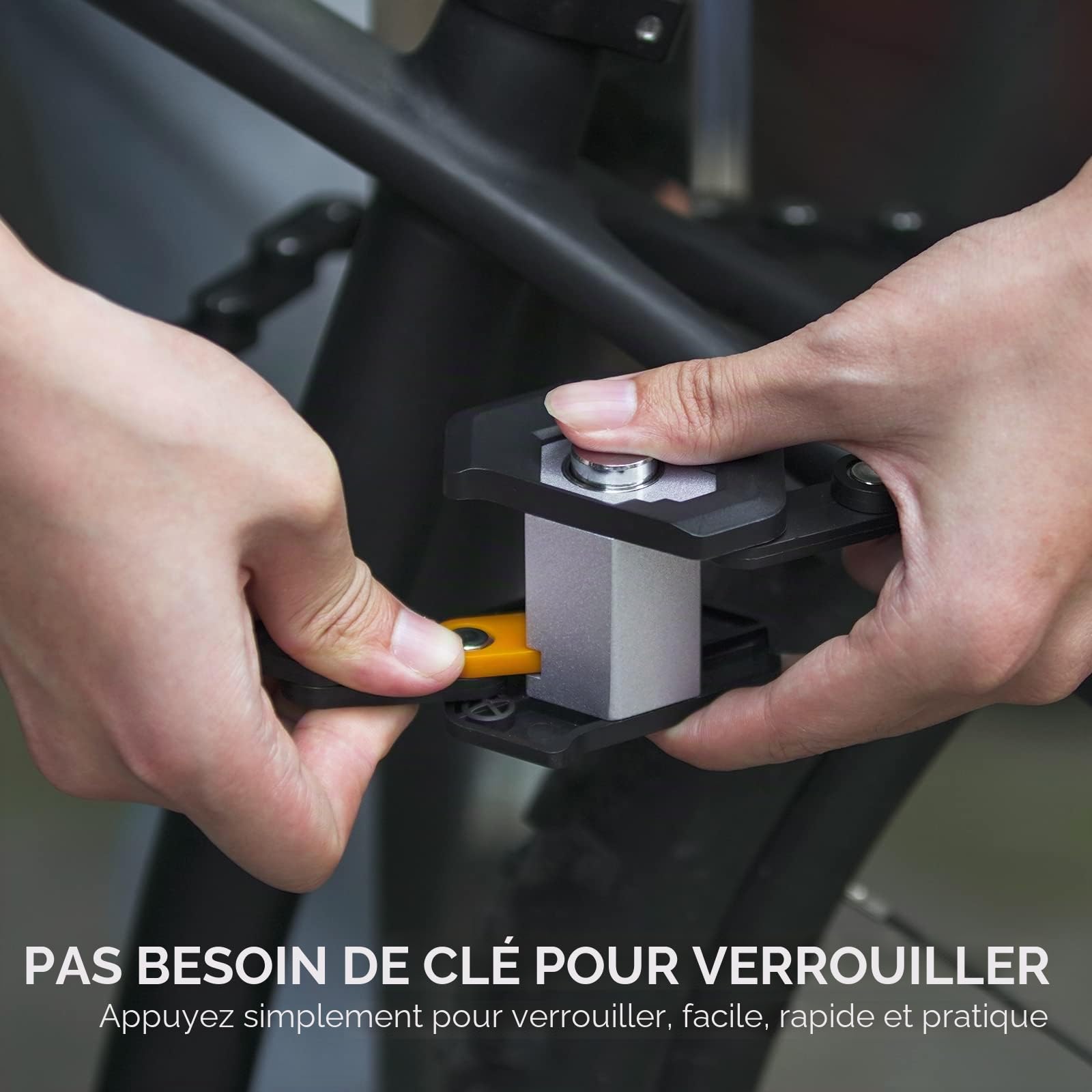 ICOCOPRO Antivol pliable pour vélo - 85 cm - Avec support - Haute sécurité - Noir