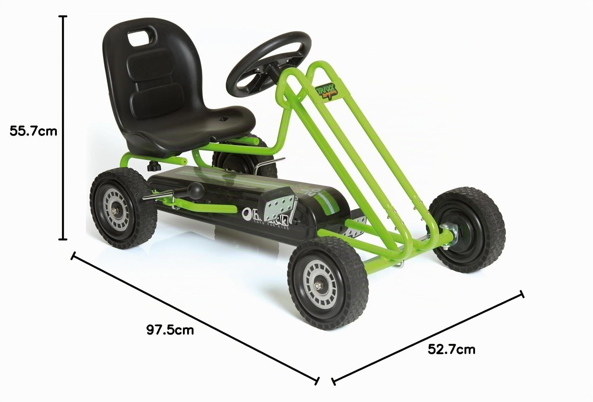 hauck Lightening Go Kart con Ruedas de Goma, Kart Pedales, Coches Niños, Freno de Mano, Asiento Ajustable en Tres Posiciones, 4-8 Años, Peso Max. Peso 50 kg, Respaldo alto, Verde