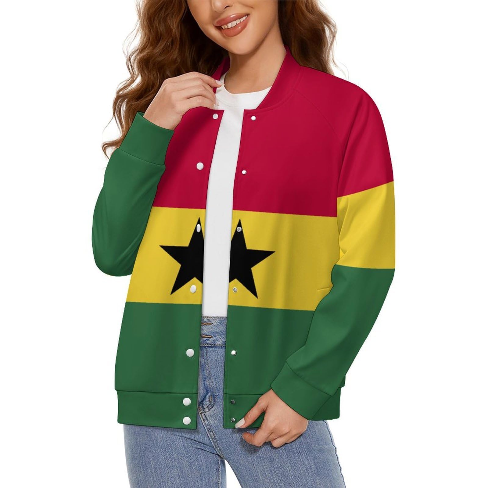 Women Baseball Jacket Cameroon Flag Unisex Adult Long Sleeve Casual Loose Cardigan Men's…