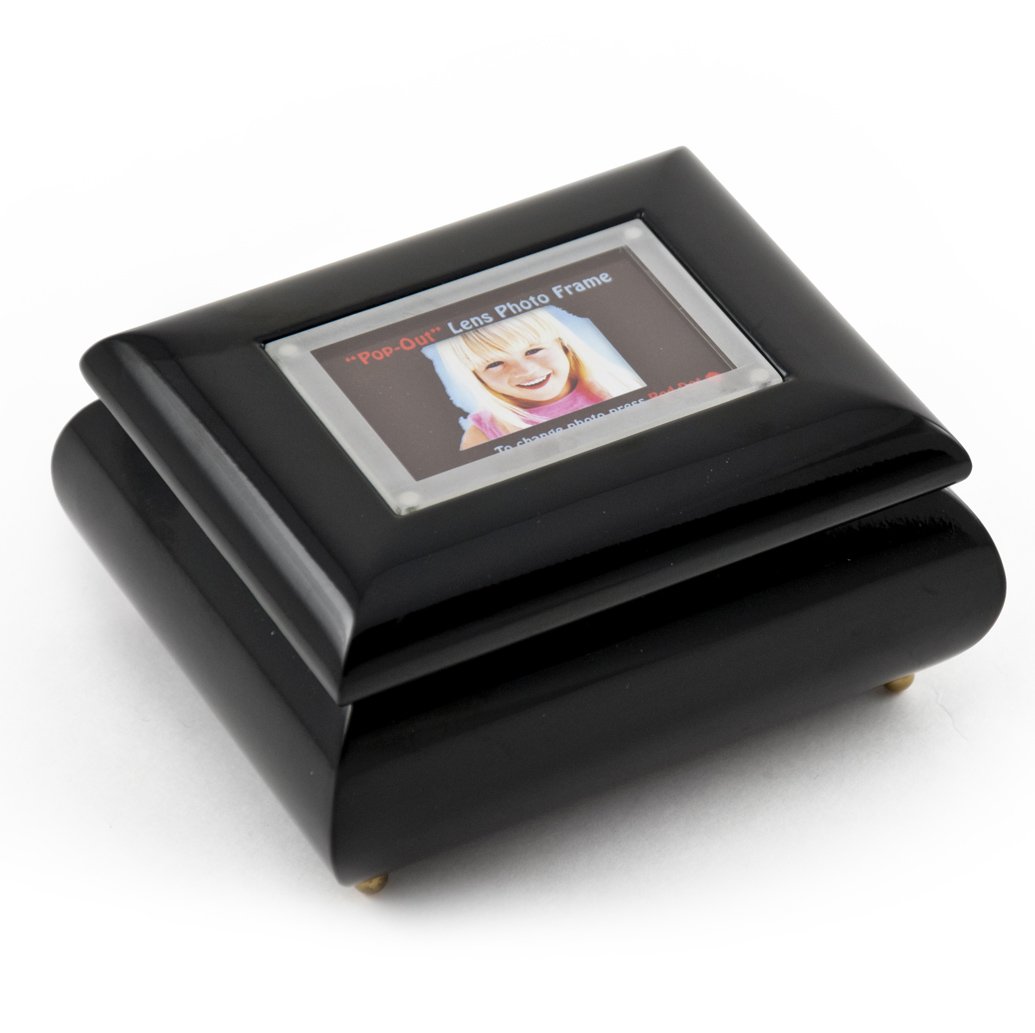 3X2 Wallet Size Black Lacquer Photo Frame Music Box with New Pop-Out Lens System - Parade of The Woo