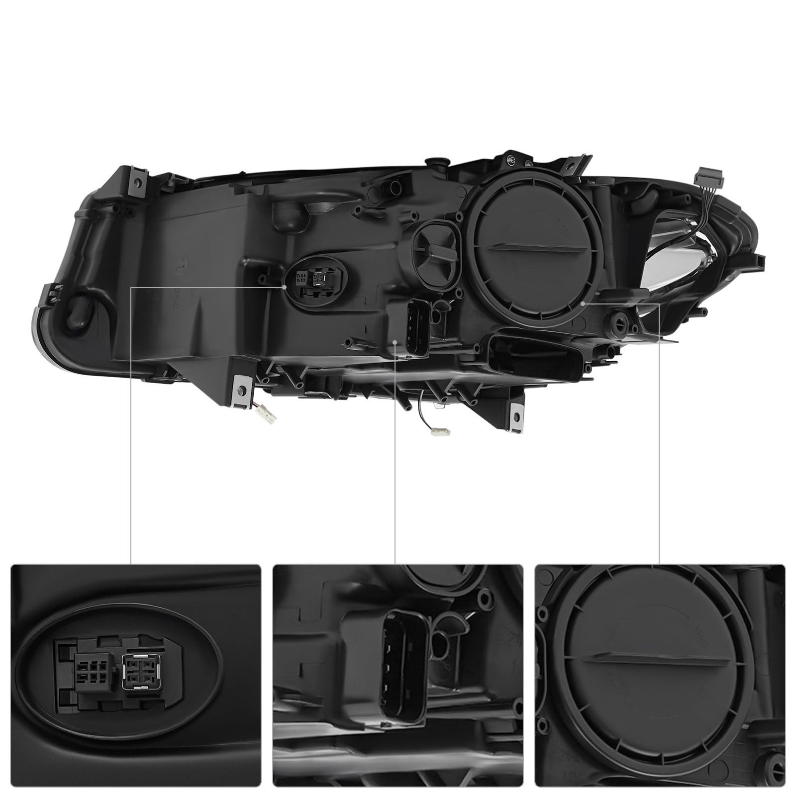 Faros delanteros de xenón derecho para BMW Serie 5 F10 F11 2009-2013, con LED DRL, sin AFS, OE 63117271912, repuesto directo, negro cromo transparente, 12 V HID principal