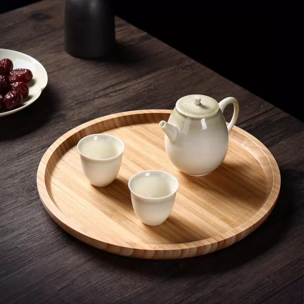 Bandeja redonda decorativa de 30 cm, para restaurantes y cafeterías, ideal para uso doméstico, elegante bandeja para servir aperitivos y bebidas