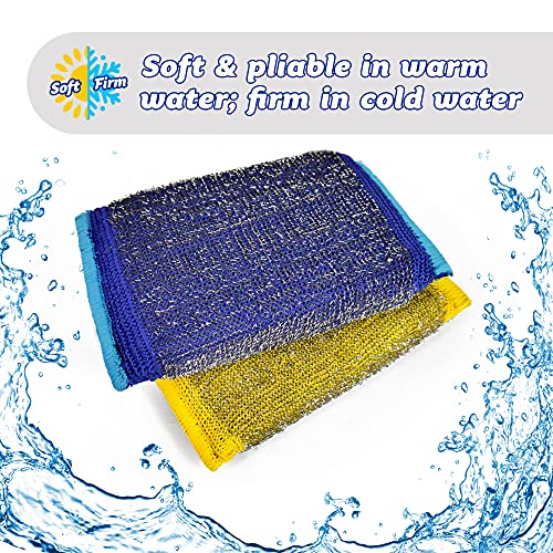 Scrub Daddy Steel Scour Pads - Scour Daddy Steel - Stainless Steel Scouring Pads For Dishes, Pots, Pans And Grill, Scrubbers For Kitchen And Bathroom, Soft In Warm Water, Firm In Cold - 2Ct #TOP3
