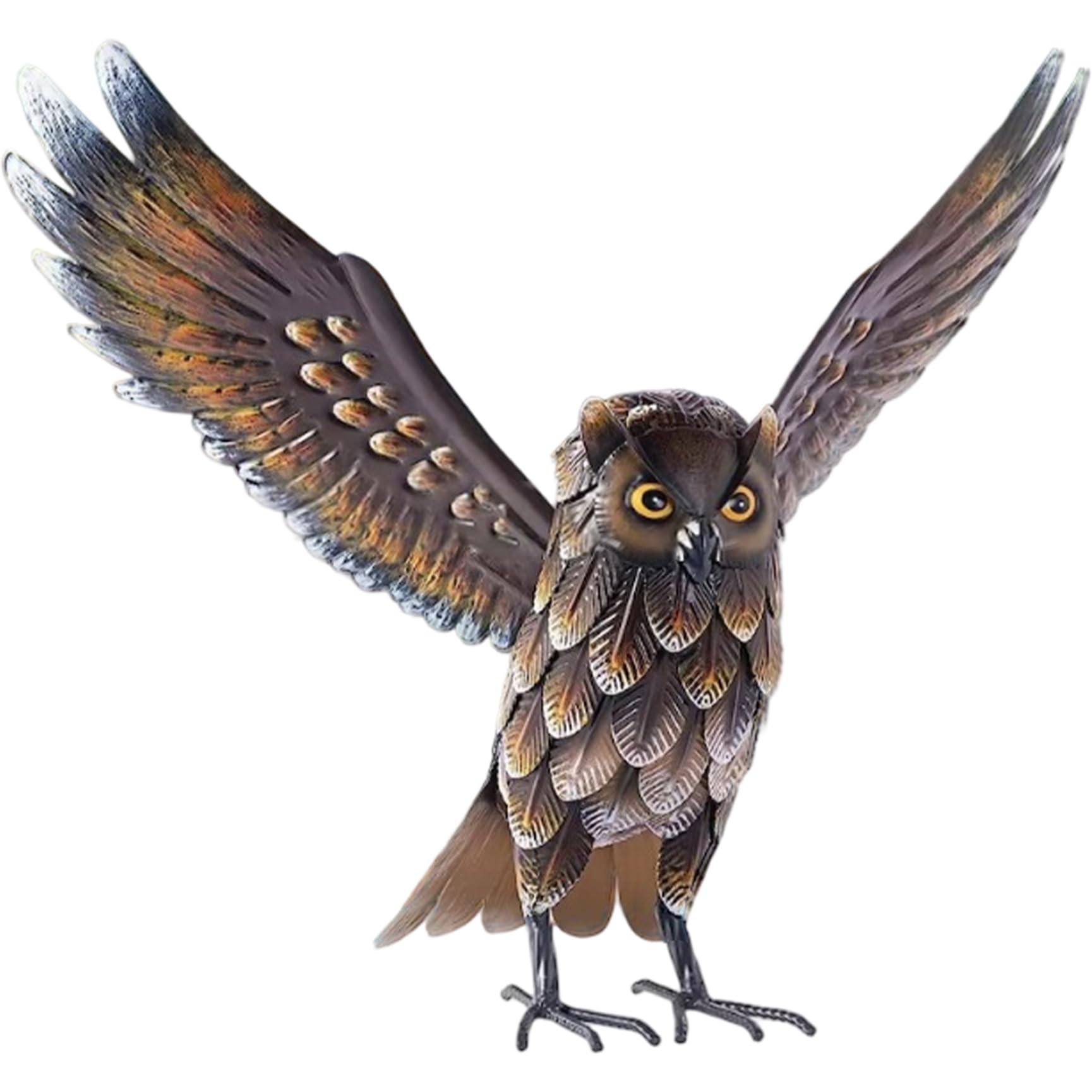 Hotainoys Owl Statue, Realistic Owl Sculptures Metal Yard Art Standing Metal Bird for Home, Garden, Patio, Backyard, Porch Lawn Ornament Decoration Decoys to Scare Birds Away