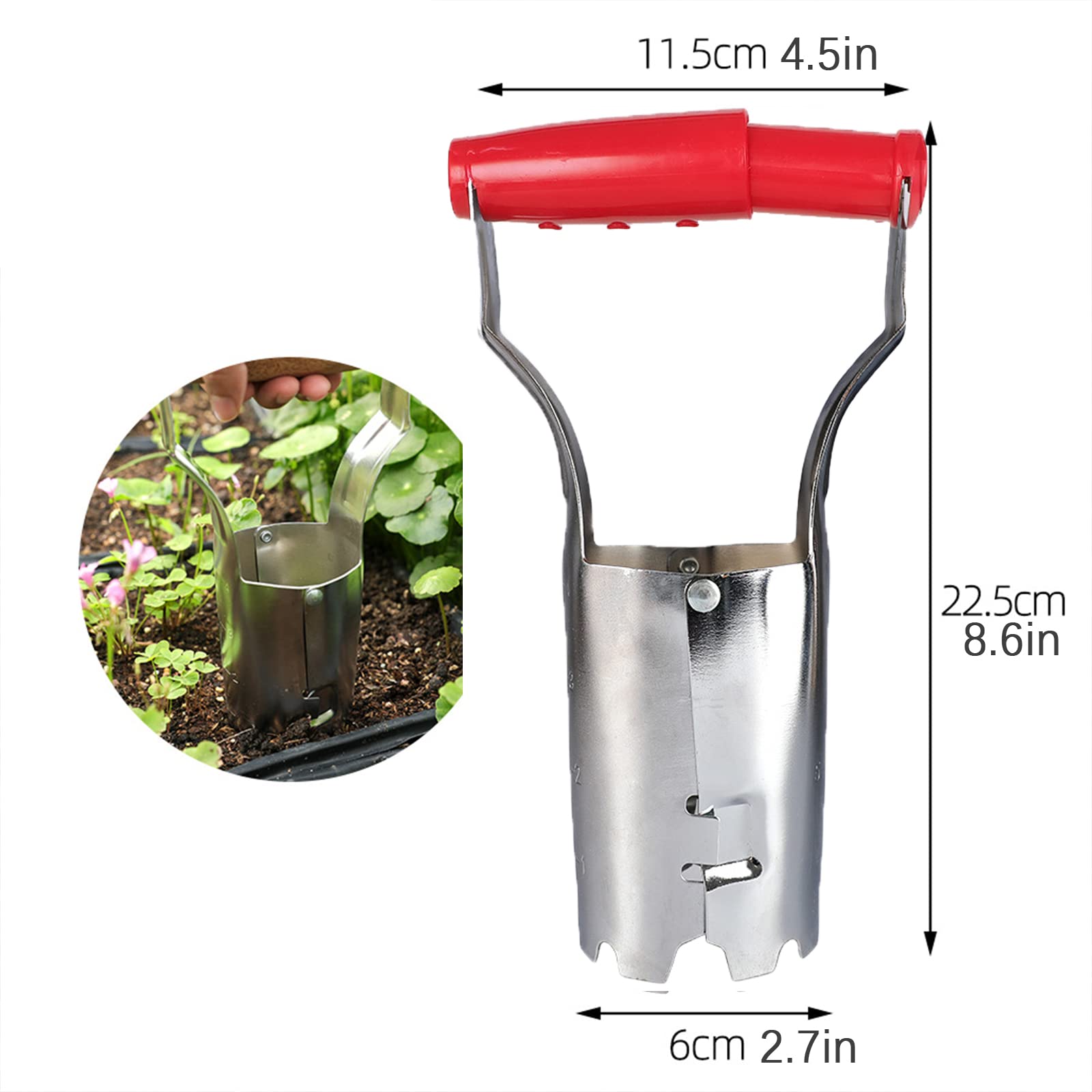 Set di fioriere for bulbi, strumenti for fioriere di bulbi da giardino Trapiantatrice di bulbi for piantare rilascio automatico del terreno for scavare/riempire foro con segno di profondità for tulipa