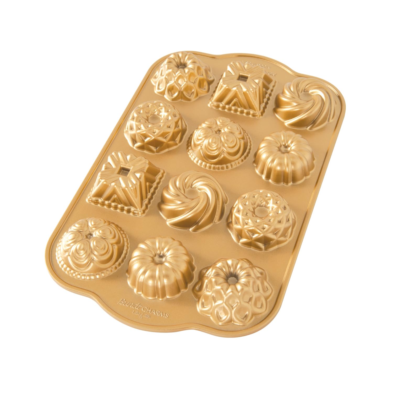 Charms Cast Bundt Pan, 1.2 Cup Capacity, Gold